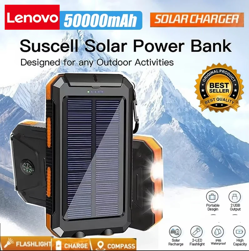 Lenovo 50000mAh Solar Power Ba - огляд і ціна Solar Charger Panel Foldable