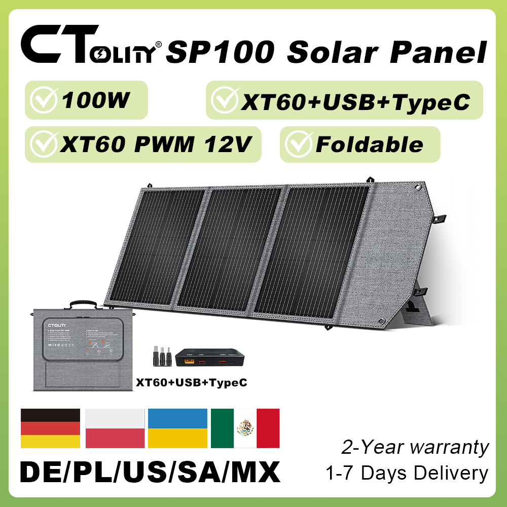 CTOLITY 100W Solar Panel with  - огляд і ціна Solar Charger Panel Foldable