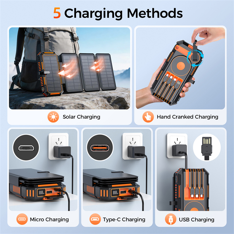 20000mAh Hand Crank Solar Powe - огляд і ціна Solar Charger Panel Foldable
