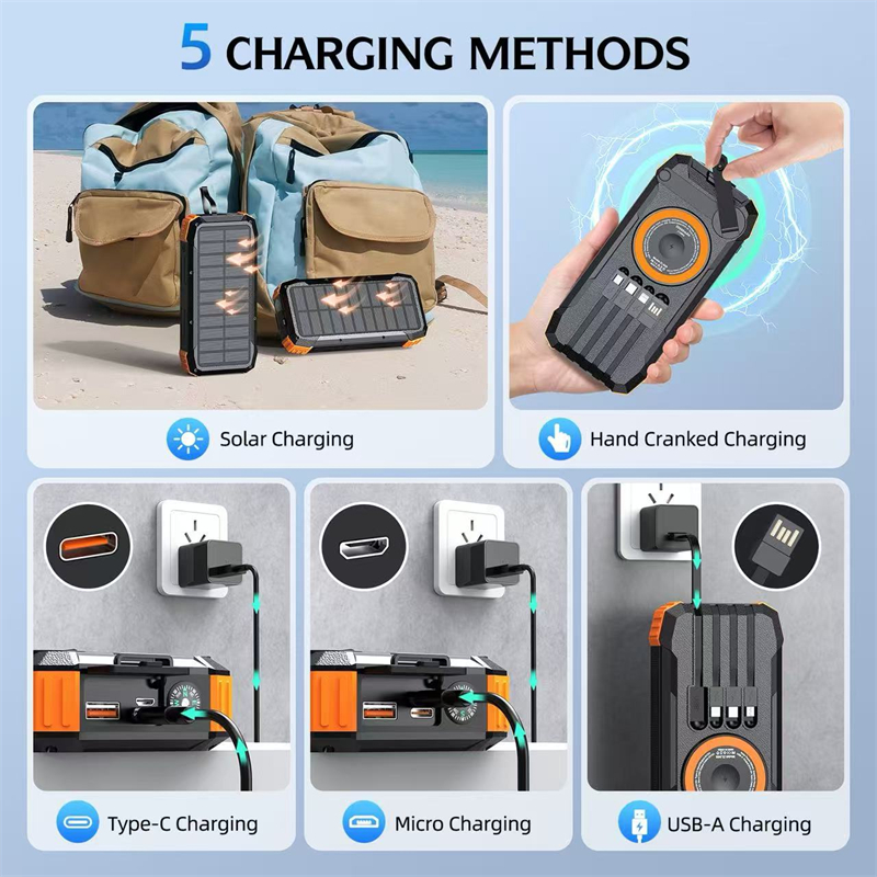 20000mAh Hand Crank Solar Powe - огляд і ціна Solar Charger Panel Foldable